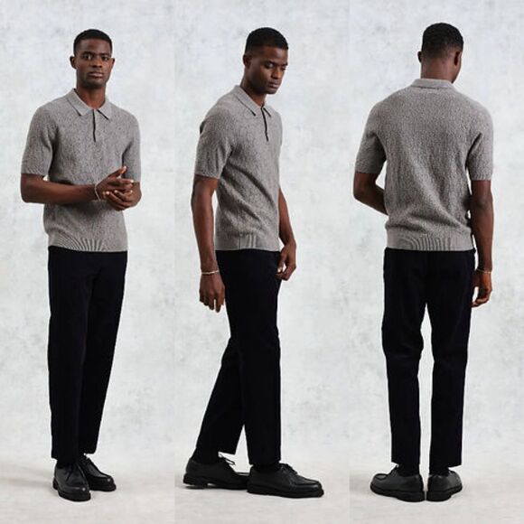 Wax London Naples Textured Knit Polo XL (Fits Large) Cotton Cashmere Sweater - Picture 12 of 15